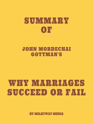cover image of Summary of John Mordechai Gottman's Why Marriages Succeed or Fail